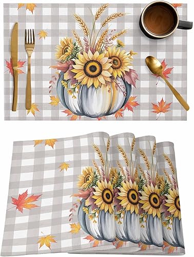 Vista 243 de Juego de 6 manteles individuales rojos para el día de San Valentín, diseño de corazón de San Valentín, resistentes al calor, lavables, manteles