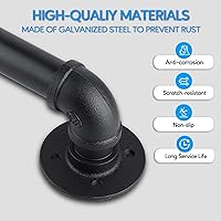 Vista 4 de Barandilla de tubo para escalera Rectoo, pasamanos de escalera de metal de 3 pies, pasamanos de hierro industrial galvanizado negro para soporte