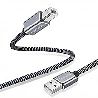Vista 7 de Cable de impresora de 30 cm, USB 2.0 tipo A macho a B macho, cables trenzados, cable de escáner de alta velocidad, cable de impresora USB compatible