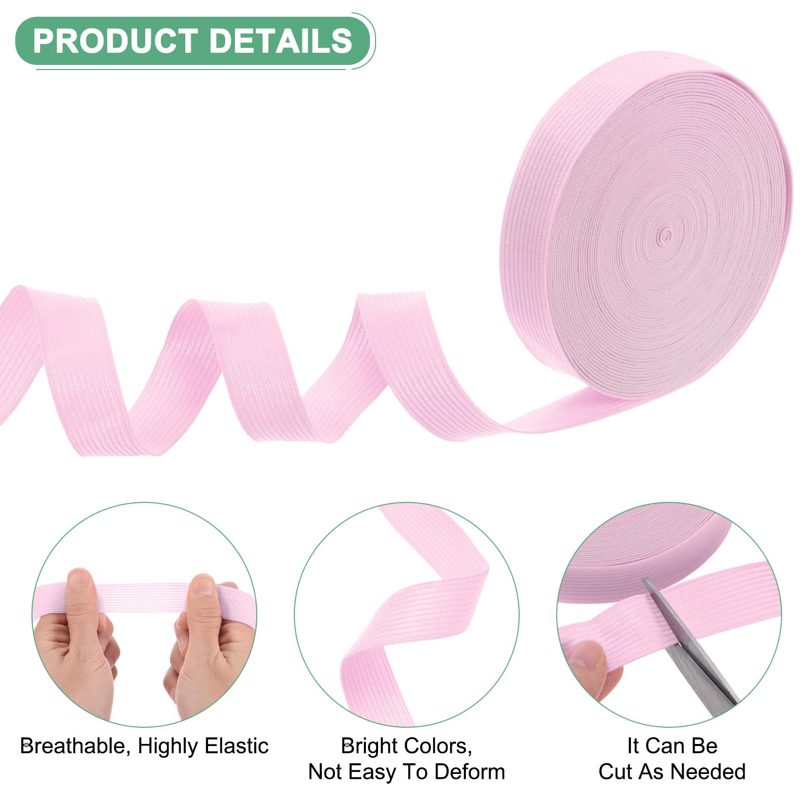 M METERXITY Elastic Bands for Sewing 0.8 Inch 11 Yards Roll of High Elasticity Knit Elastic Spool - Image 2