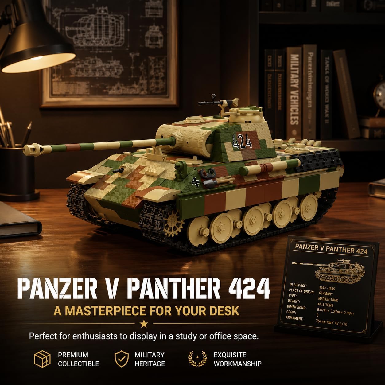 Militär Panzer Bausteine Bauset, 1675PCS WW2 Militär Leopard Panzer Modell Klemmbausteine, MOC Schwer Tank Modell Bausteinset, Hauptkampfpanzer Modellbausatz Konstruktions Set, Geschenk für Erwachsene