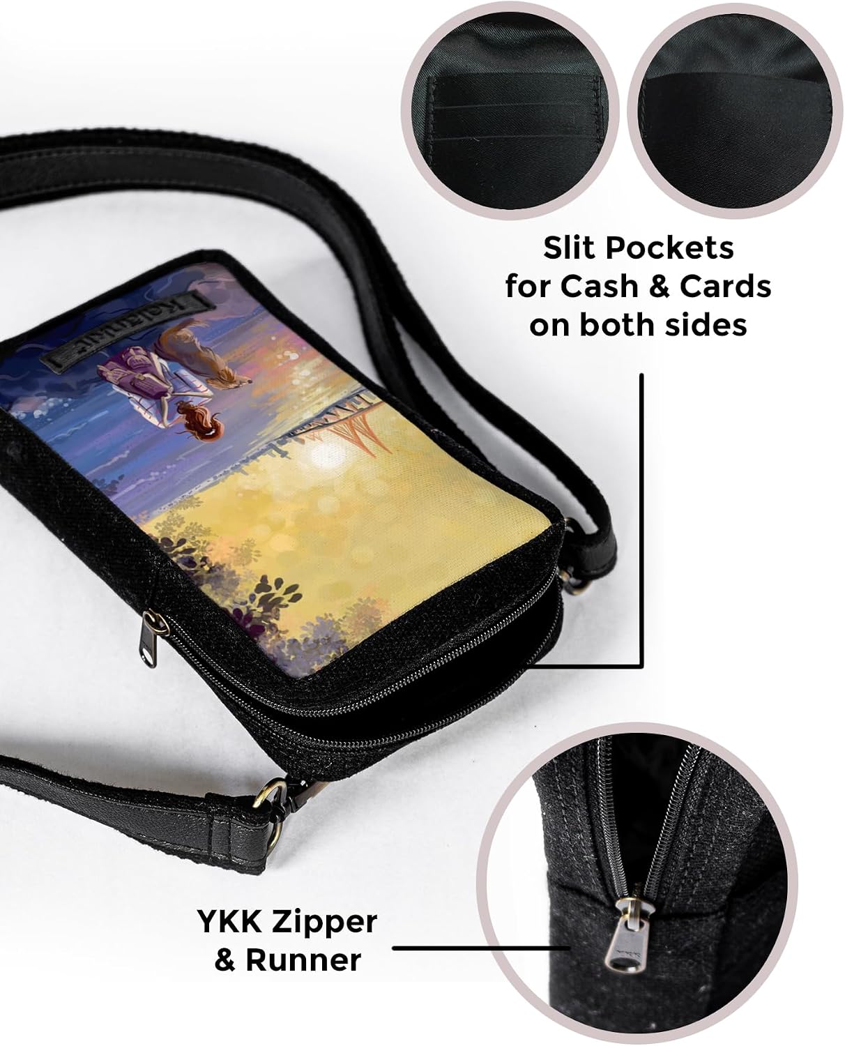 Mobile Sling for Women, Crossbody Mini Bag, Printed Canvas Small Pouch, Female Travel Accessory, Perfect Birthday Aniversary Wedding Gift image 2