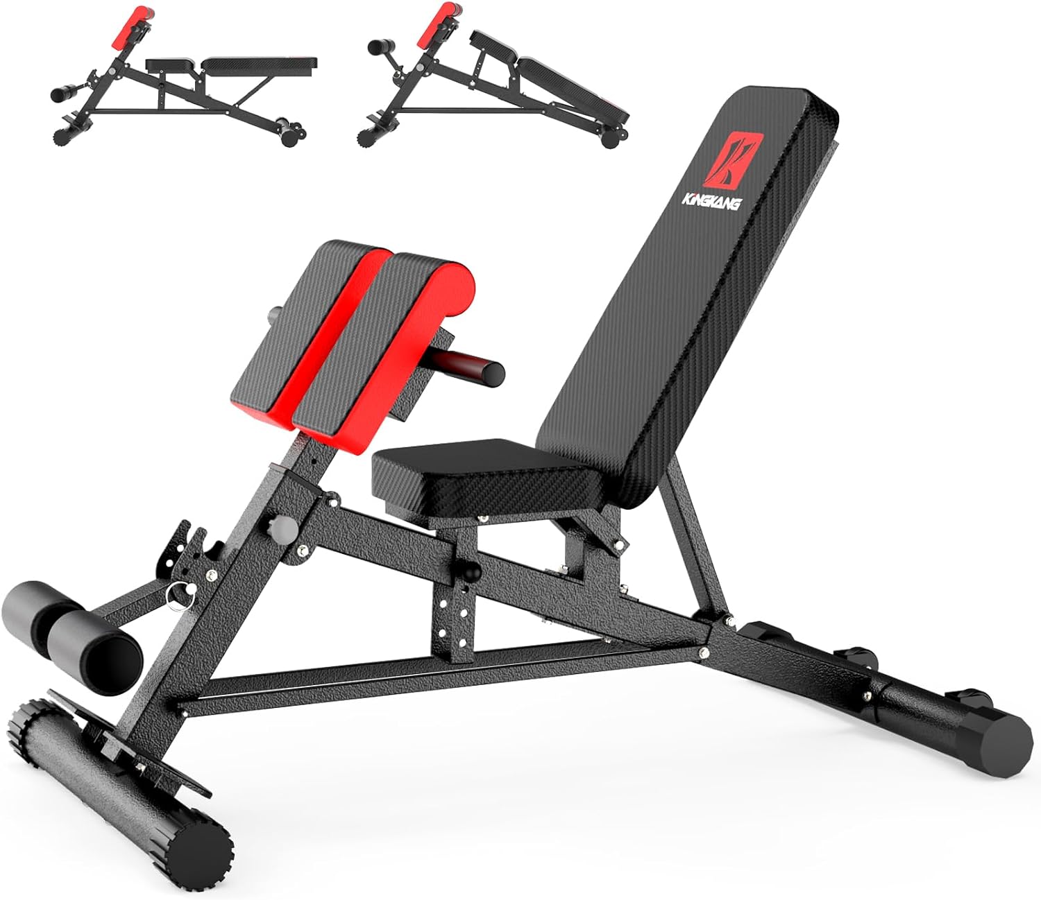 K KINGKANG Adjustable Weight Bench with Wheels,Roman Chair for Home Gym