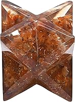 Vista 3 de Estrella Merkaba de orgón de cristal grande de cornalina para meditación curativa de Reiki y rejilla de cristal