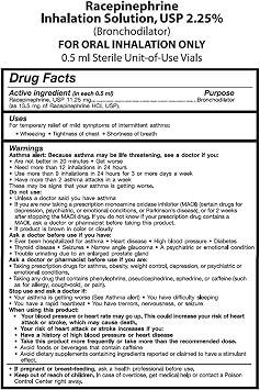 12458900 S2 Racepinephrine Inhalation Solution - Pack of 30