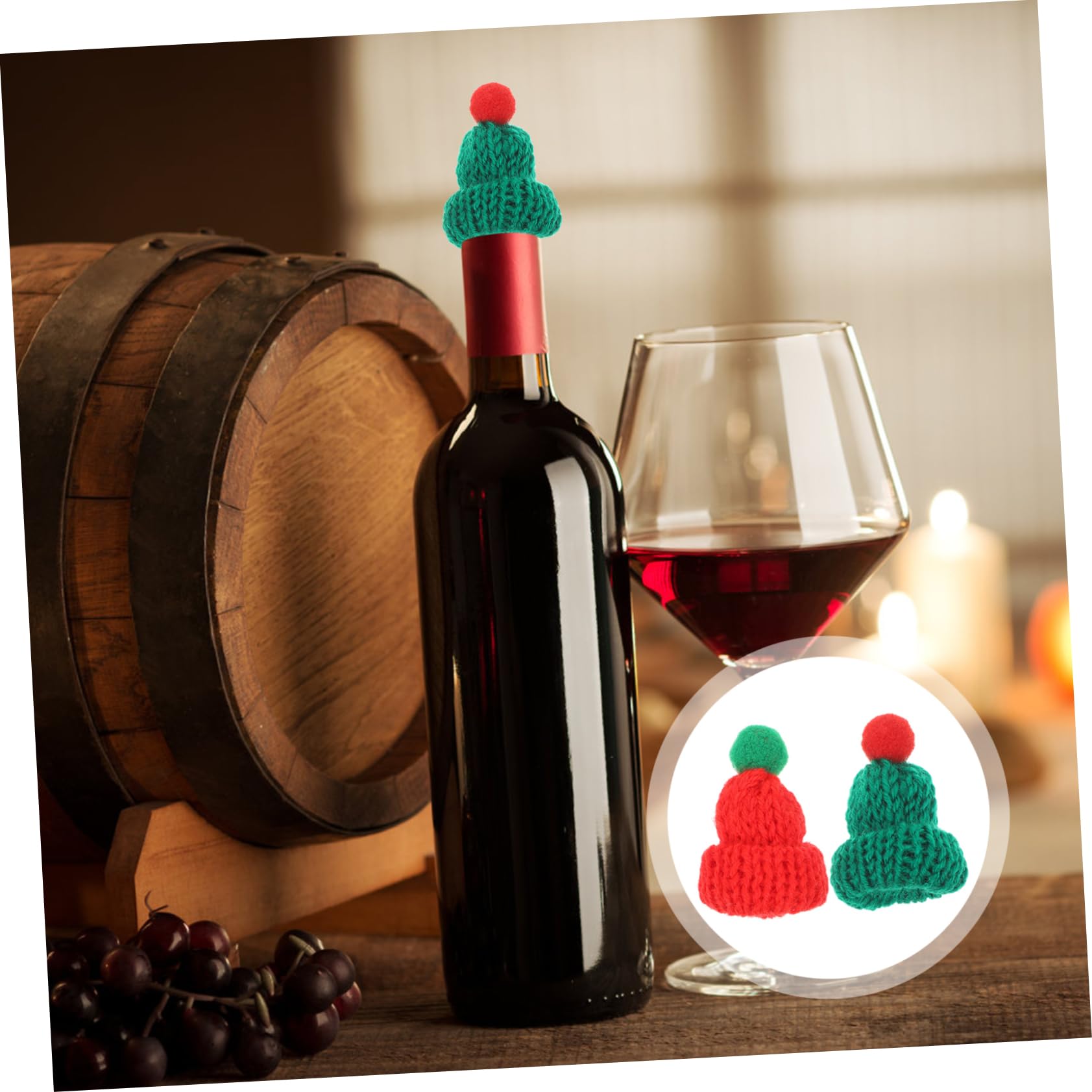 Mikinona 20 Pièces Bonnets de Noël Tricotés Décoratifs pour Fête Accessoires DIY Rouge et Vert Chapeaux Miniatures pour Décoration de Table et Dinvités