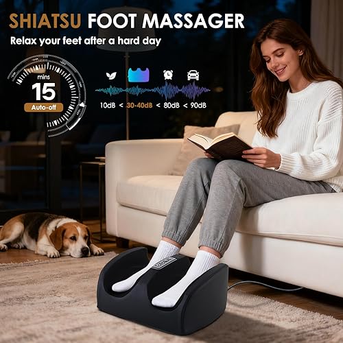 Miniatura 5 de Masajeador de pies con calor, masajeador eléctrico de pies y pantorrillas con rodillo, masaje de tejido profundo para fascitis plantar, neuropatía y