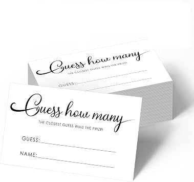 Gethelud 60 PCS Guess How Many Game Cards, Baby Shower Jar Guessing Tickets Game for Guests Bridal Shower, Birthday Party 3.5 x 2