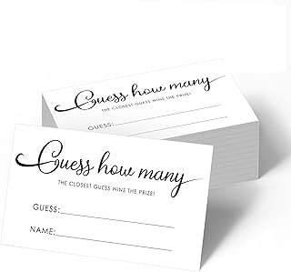 Gethelud 60 PCS Guess How Many Game Cards, Baby Shower Jar Guessing Tickets Game for Guests Bridal Shower, Birthday Party (3.5” x 2”)