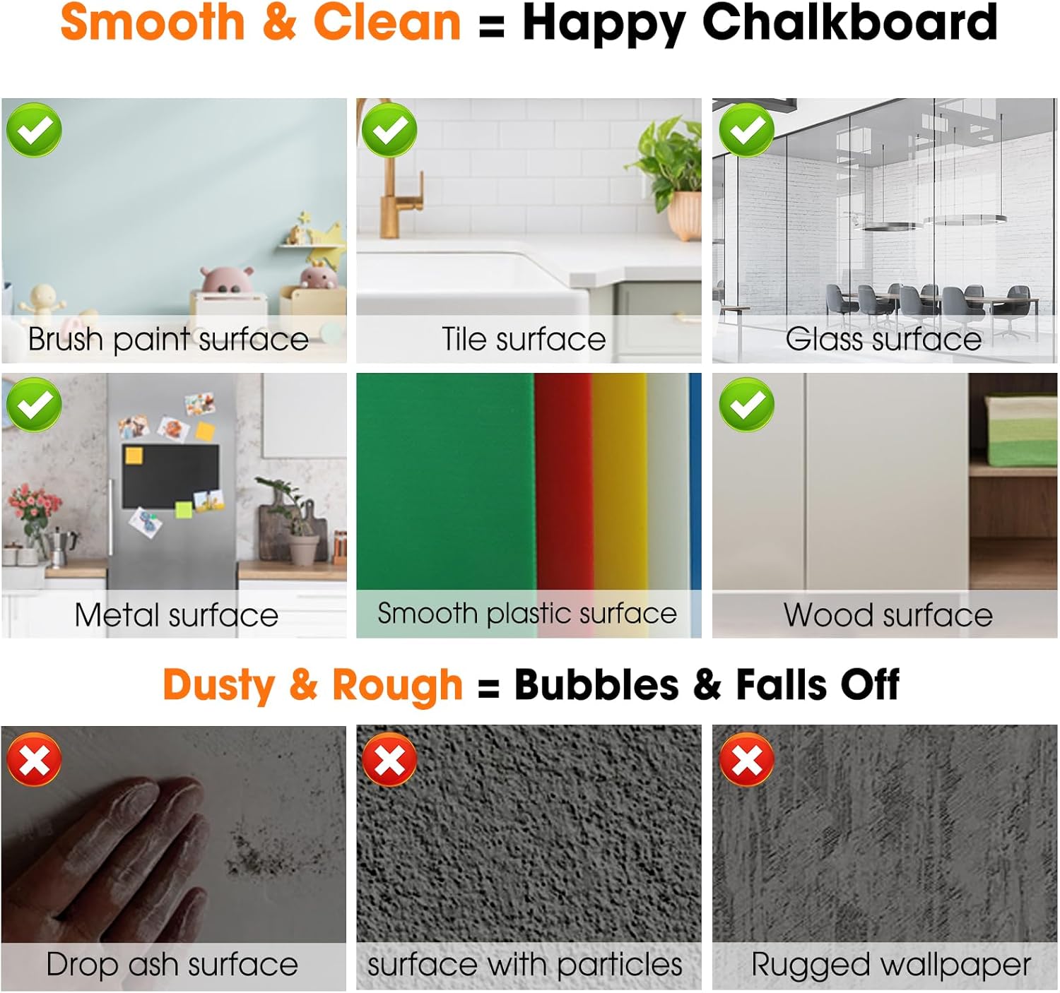 Chalkboard Wallpaper Peel and Stick, 35.4"x118.1" Blackboard Contact Paper Self Adhesive, Vinyl Chalk Board Wall Sticker with 8 Colorful Chalks & 1 Rag