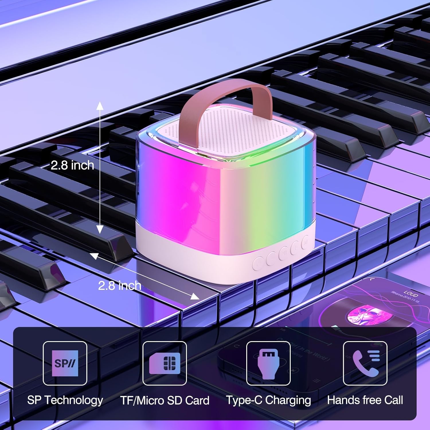 Mini Karaoke Machine with 2 Wireless Microphones for Kids Teens Adults Portable Bluetooth Speaker Funtion Birthday Christmas Gifts for Girls Boys Age 4-12 for Home Party Music Player - Image 6