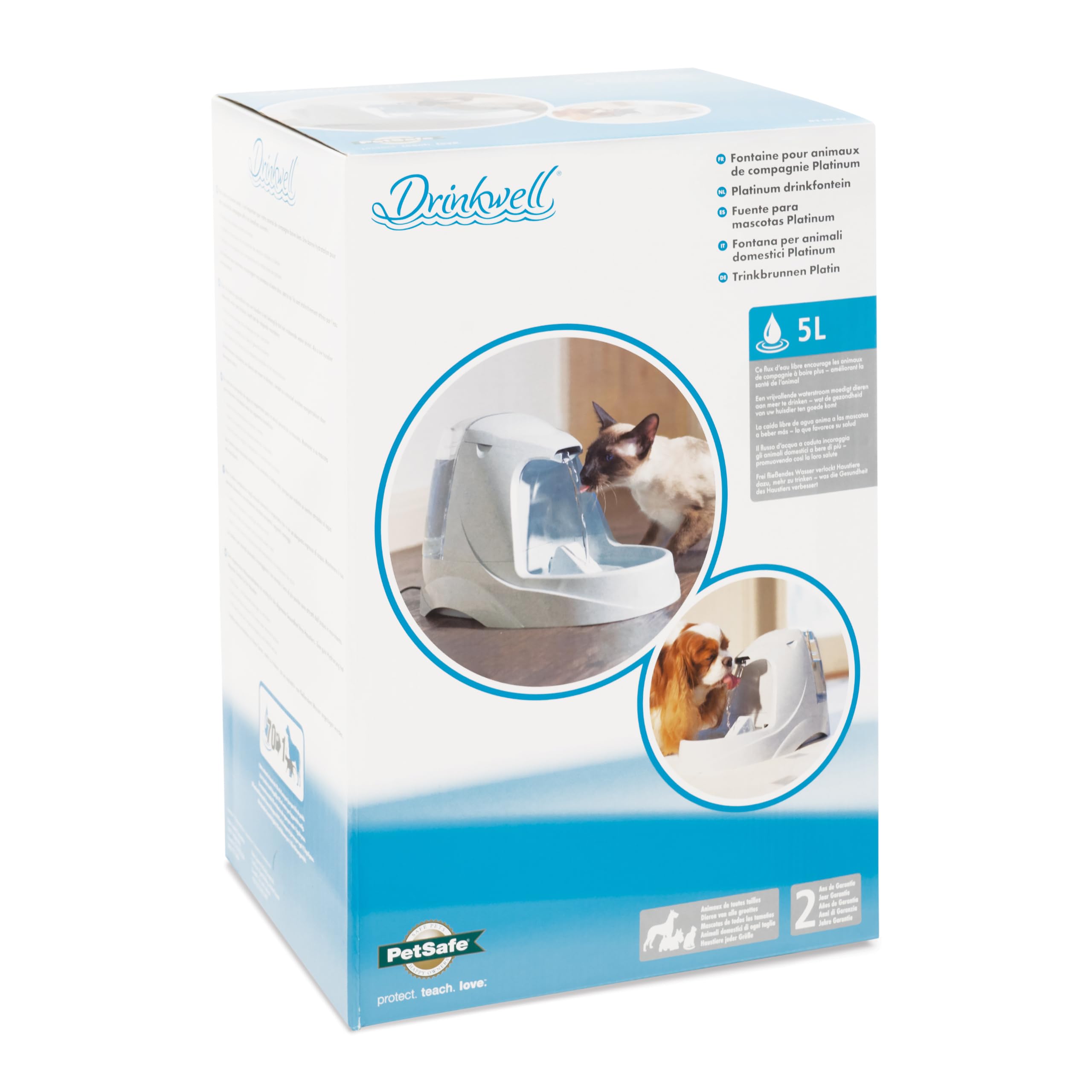 PetSafe Drinkwell Platinum Fuente para Mascotas | Agua Corriente, Sin BPA, Capacidad 6,3 Litros