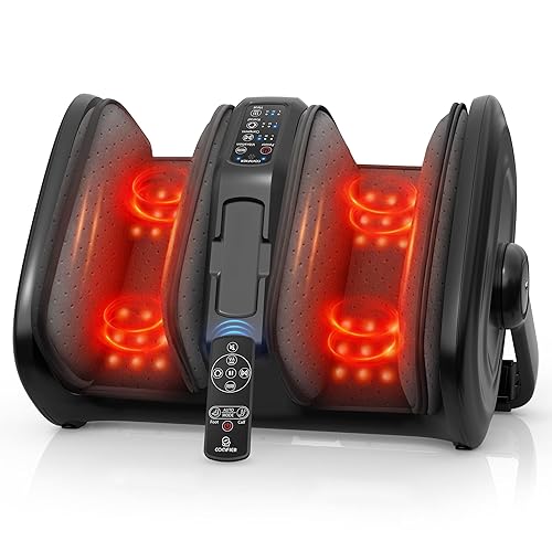 COMFIER Shiatsu Foot Massager with Heat, Foot Calf Massager FSA Eligible Items Only List HSA Feet Massage for Plantar Fasciitis, Christmas Gifts for Women Men Size 14 & Remote Control - 5416-Black
