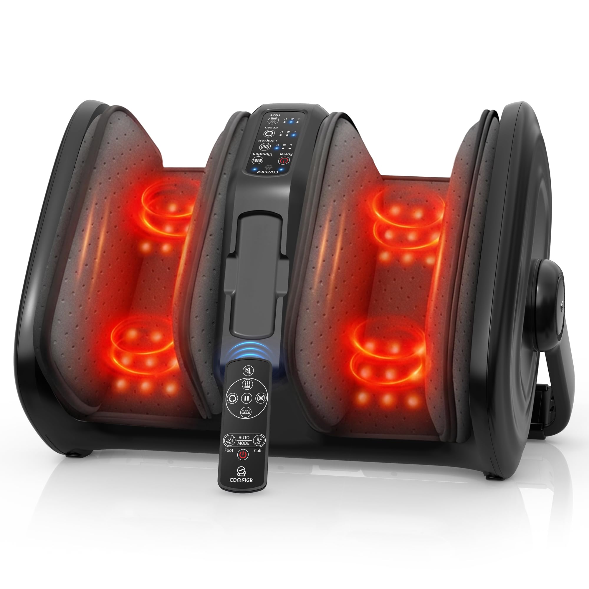 COMFIER Shiatsu Foot Massager with Heat, Foot Calf Massager FSA Eligible Items Only List HSA Feet Massage for Plantar Fasciitis, Christmas Gifts for Women Men Size 14 & Remote Control