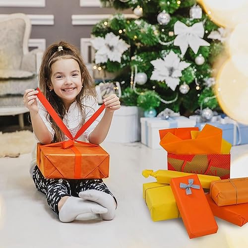 Miniatura 4 de 100 hojas de papel de seda con temática de otoño para envolver regalos, papel de seda de color marrón, caqui, naranja, amarillo, para bolsas de