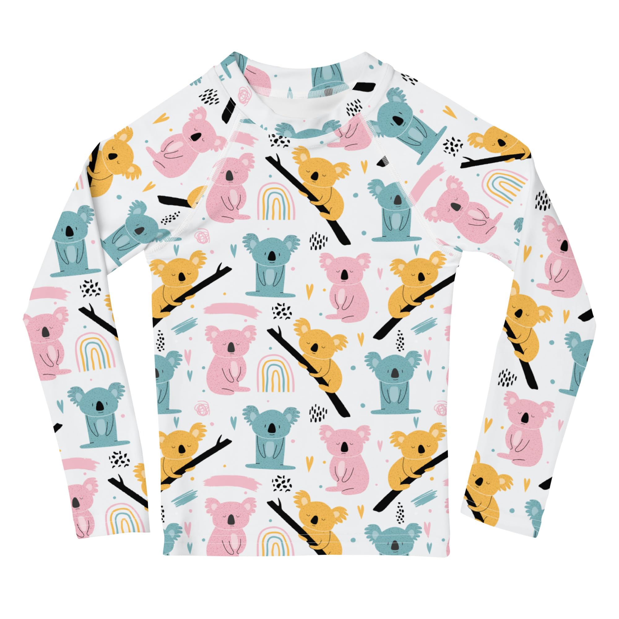 Rashguard Kinder Mädchen, Langarm, Badeshirt, Schwimmshirt, Sonnenschutz, Badebekleidung, Schnelltrocknend, UPF 50+, Rash Top mit Print, Rash Guard Shirt, UV Shutz, Cute Koala, 92-128 cm (7)