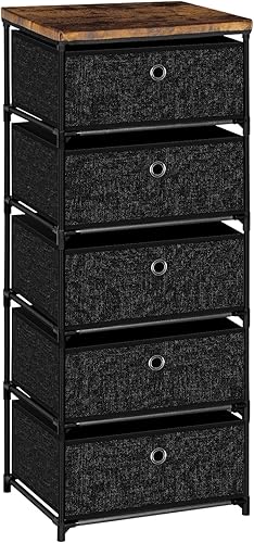 Miniatura 8 de VASICAR Mesita de noche con 4 cajones, organizador de almacenamiento de ropa, pequeña cómoda de tela para dormitorio, armario, entrada, pasillo,