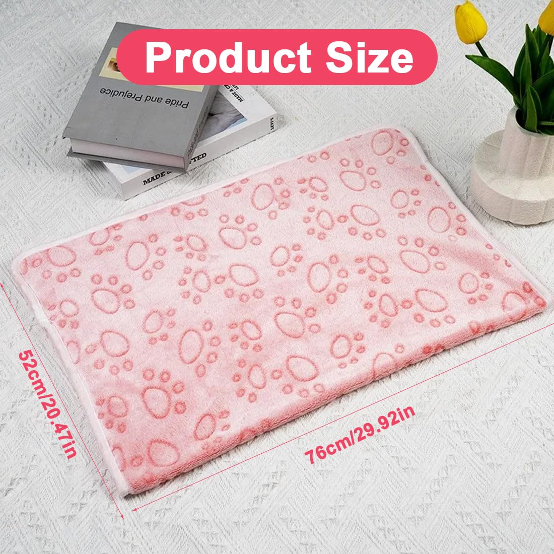 Couvertures pour chiens,Couverture épaisse rose pour chiens et chats, tapis de couchage quatre saisons (52 x 73 cm)
