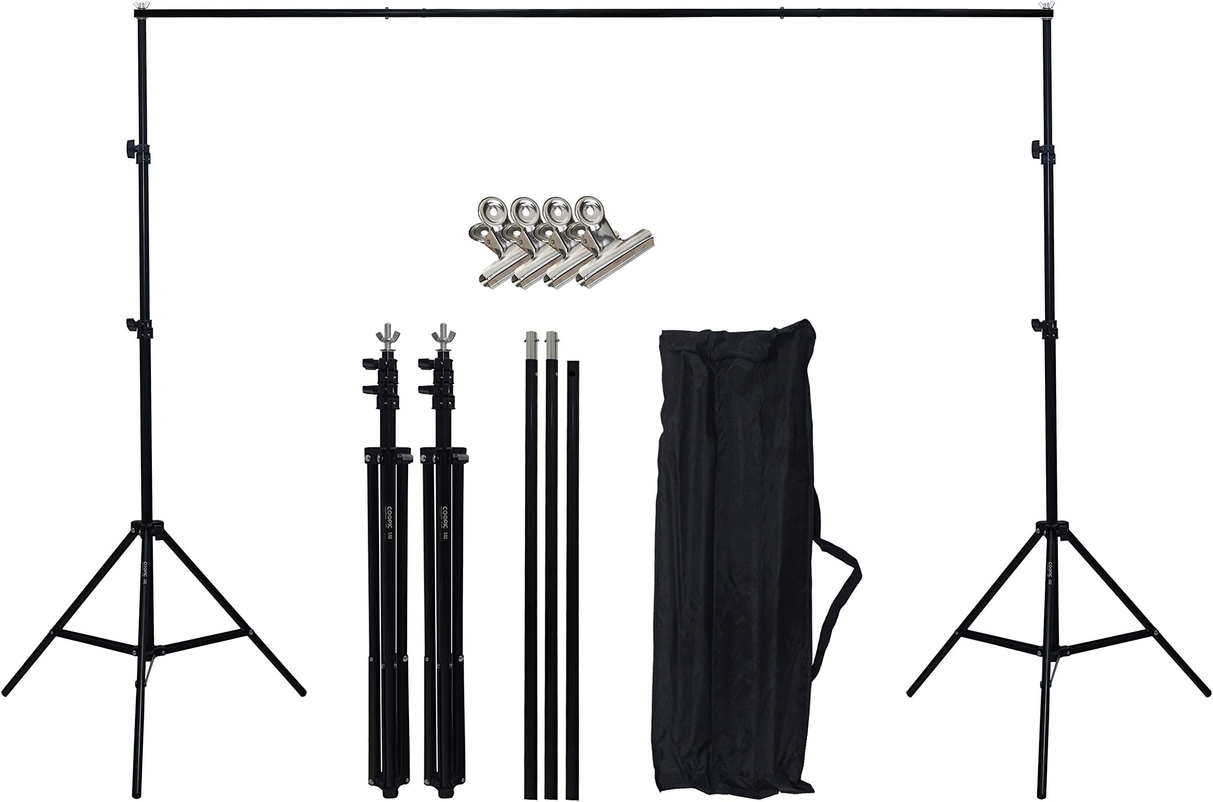COOPIC S02 Photography 2m*2m Backdrop Stand Background Support System with Carrying Bag (S02 1 KIT)