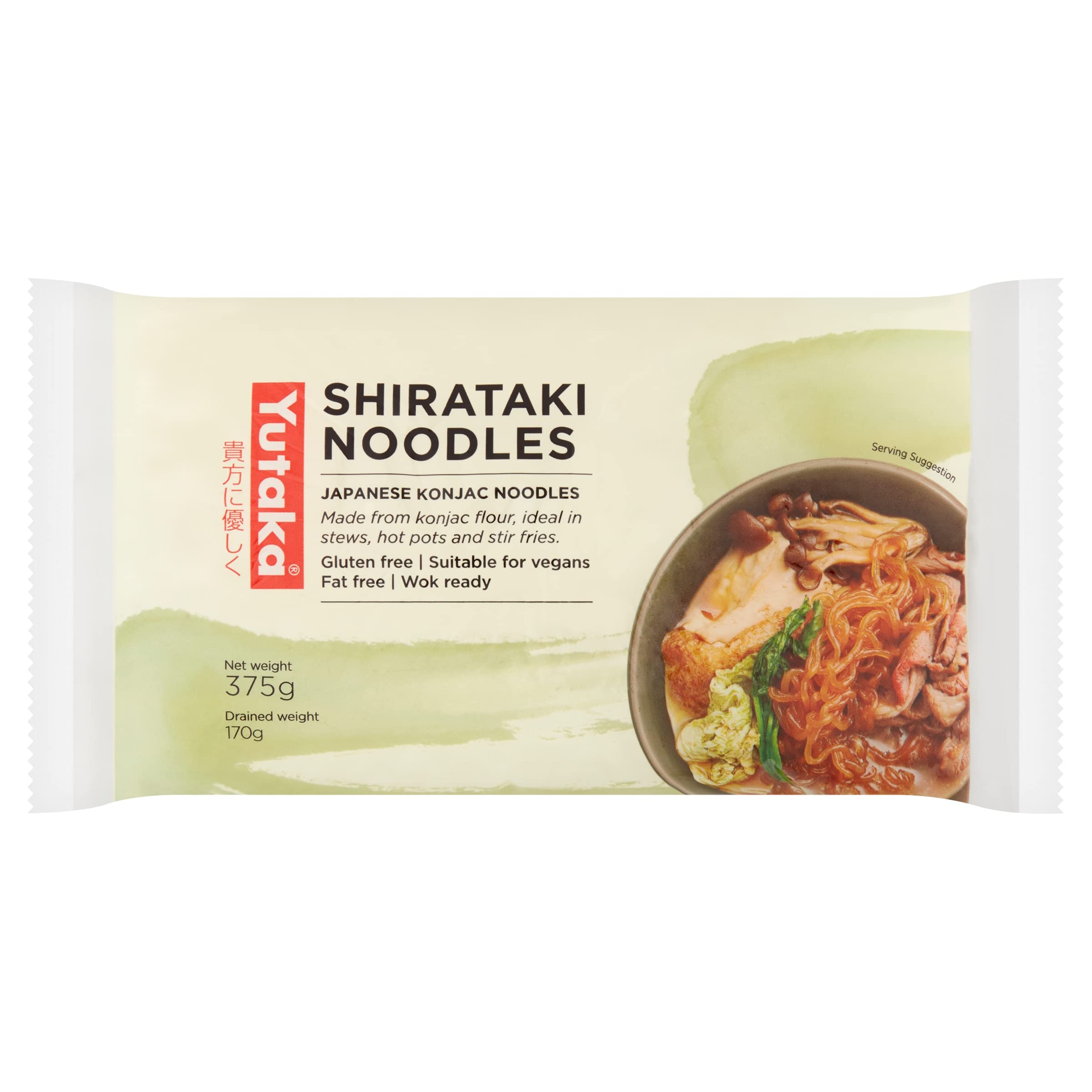 Yutaka Japanese White Shirataki Noodles 170g | Vegan, Gluten-Free, High in Fiber | Almost Zero Carbs & Calories | Ideal for Keto & Low-Carb Diets