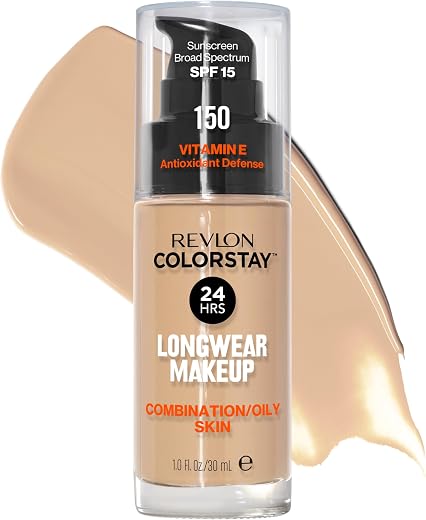Revlon ColorStay Makeup for Combination/Oily Skin SPF 15, Longwear Liquid Foundation, with Medium-Full Coverage, Matte Fin...