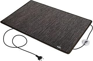 Mi-Heat hochwertiger Heizteppich Fashion Braun 50x75cm - Fußschalter ca. 40°C 230V - Elektrische Heizmatte Infrarot Fußwärmer Büro Schreibtisch Wärmematte kalte Füße wärmen