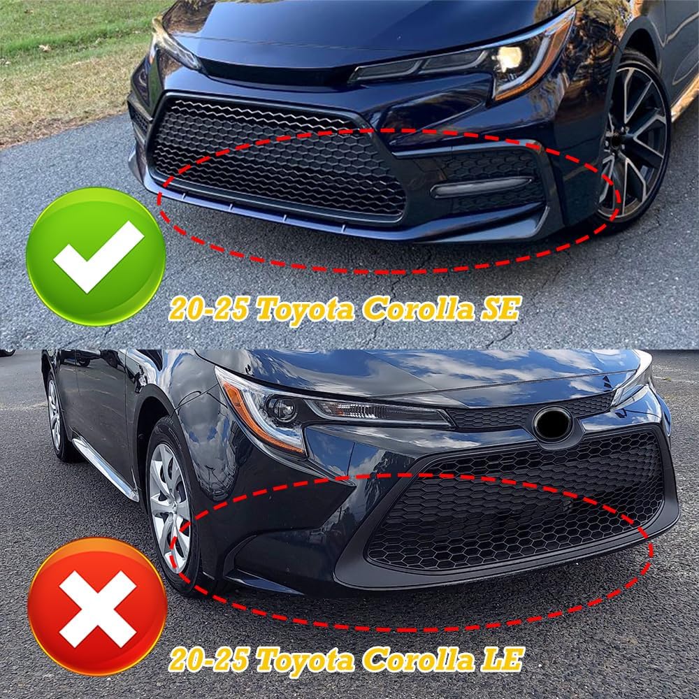 3PCS Front Body Kit Bumper Lip Kit fit for Compatible with 2020-2025 Toyota Corolla, STP-Style Splitter Trim Protection Spoiler, Air-Dam-Chin-Diffuser (Carbon Look)