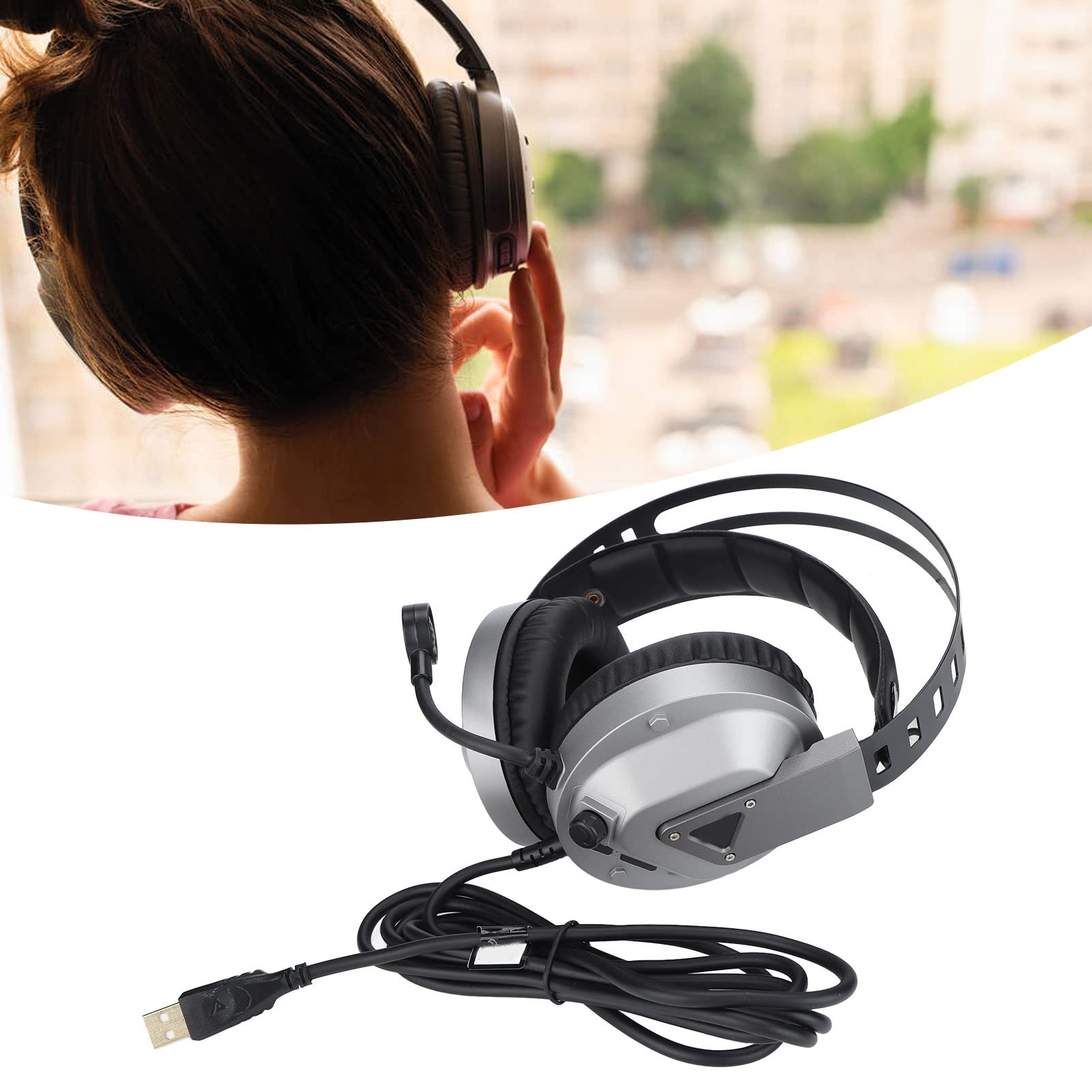 Taidu 7.1 Auriculares de juego Surround con almohadillas para los oídos, micrófono LED para ordenador portátil PC