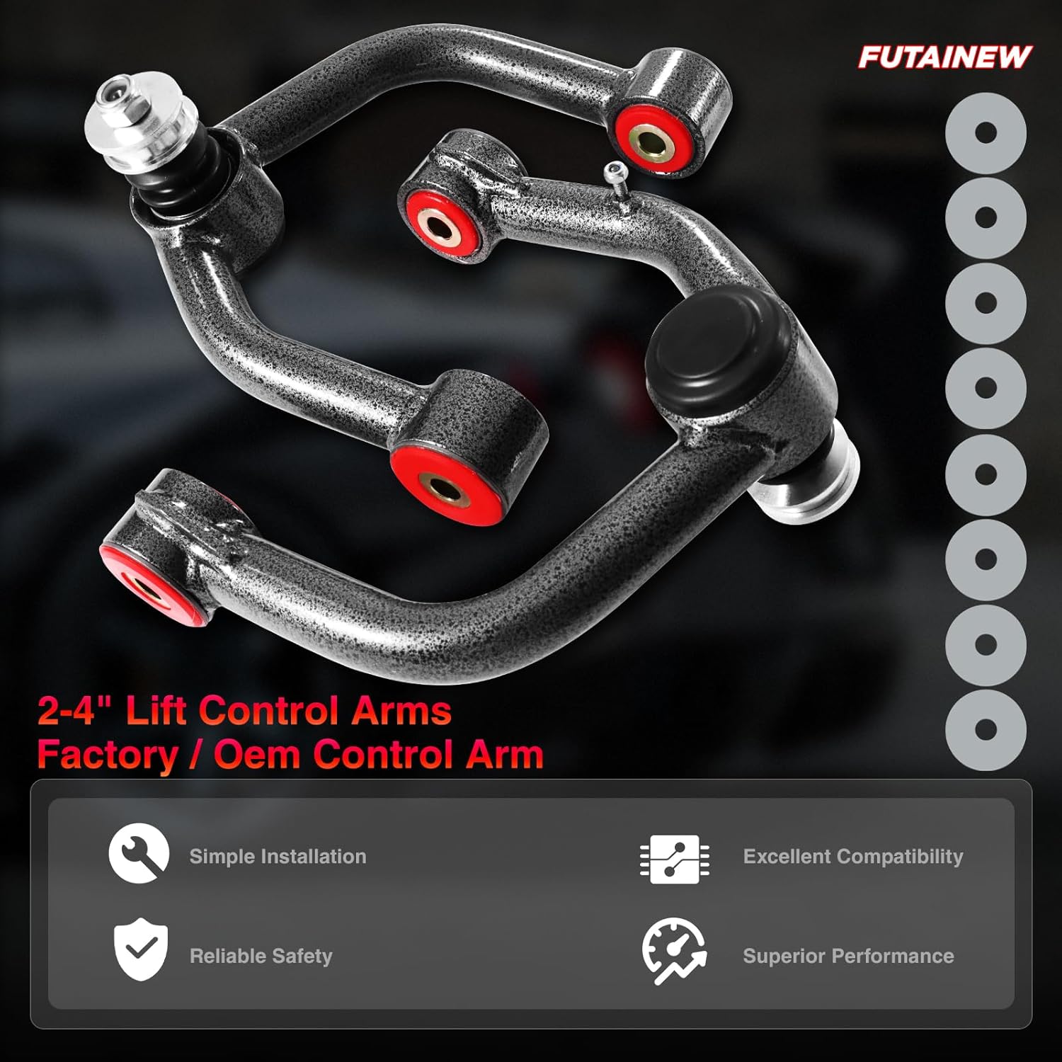 Front Upper Control Arms 2-4" Lift for Toyota Tundra 2000-2006, Sequoia 2001-2007, Suspension OEM Factory Replacement Part