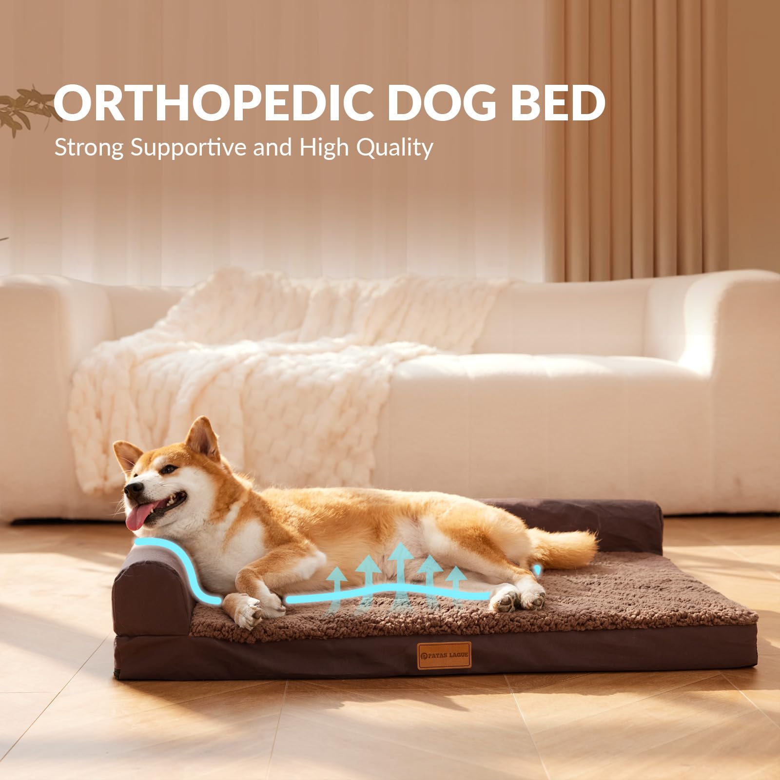 Patas Lague Cama ortopédica XL para perros de tamaño grande de 42 x 28 pulgadas, impermeable, sofá cama grande para mascotas con funda extraíble lavable, tapete suave y cómodo para mascotas con parte