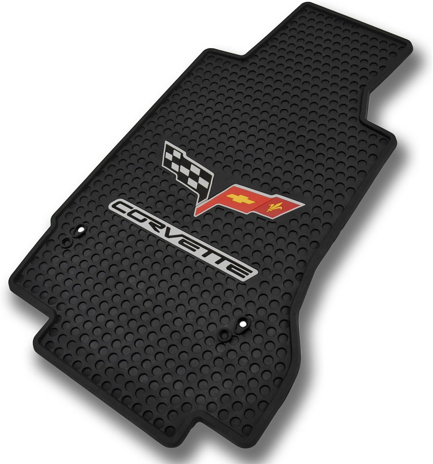 CORVETTE 2007.5-2013.5 2PC Mats BLACK SIGNATURE RUBBER with C6 LOGO