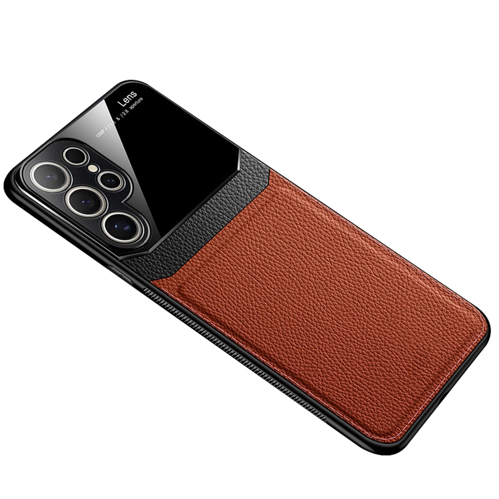Protection objectif Samsung S25 coque fine cuir marron antichoc - 8