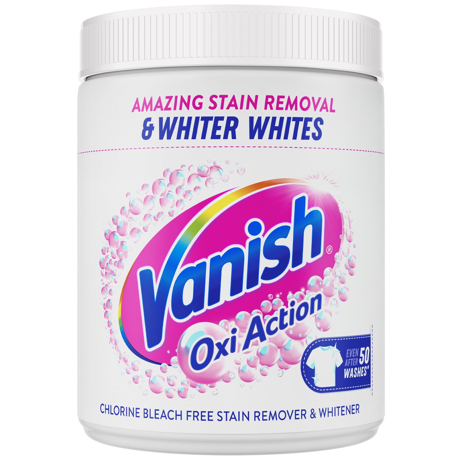 Vanish Oxi Action Whitener and Stain Remover Powder for Whites 1kg, Pack of 1 | Chlorine Bleach Free Formula | For Whiter Whites, Safe on Everyday Fabrics (Packing May Vary)