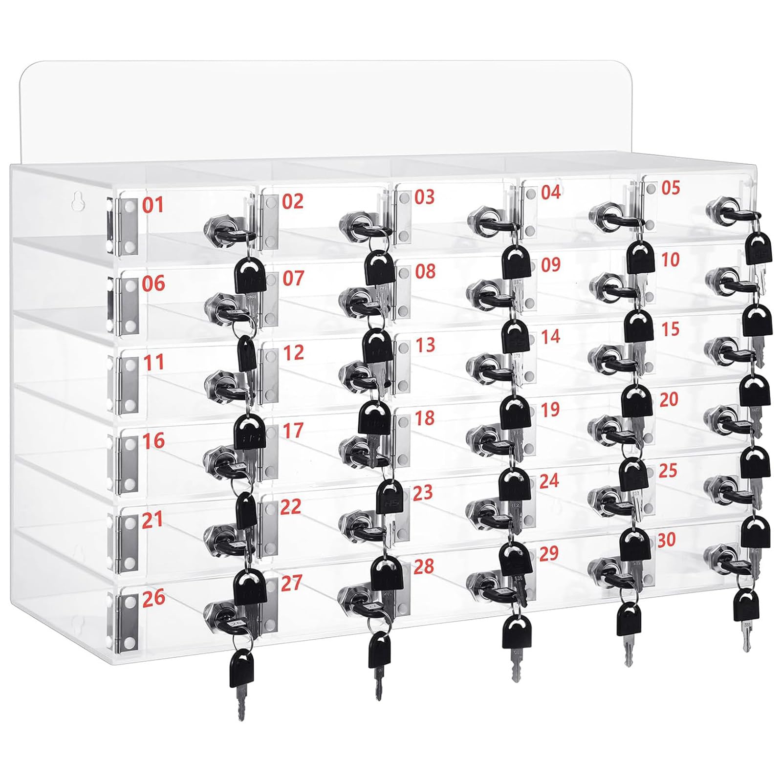 Caja acrílica para teléfonos de 30 espacios individuales modelo Compact para llaves y carteras