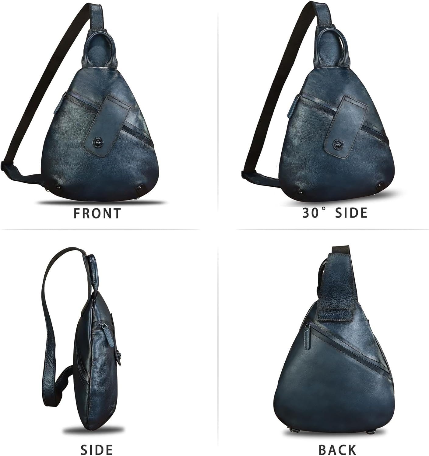 Genuine Leather Sling Bag for Men and Women Classical Real Leather Sling Backpack Purse Crossbody Bag for iPad Pro 11 inch - Image 4