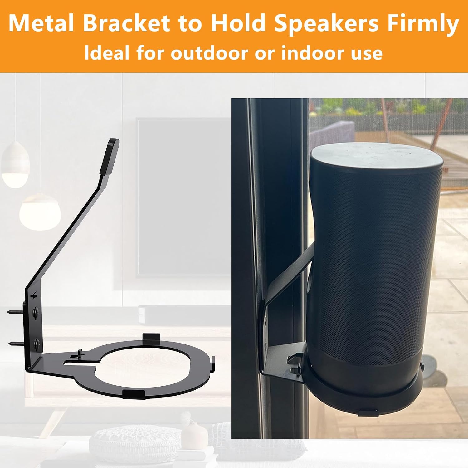 Speakers Holder Wall Mount Compatible with Sonos Move 1 & Move 2 | Speaker Mounts Stand Includes All Mounting Hardware and Anchors for Drywall, Wood Studs, and Concrete, Black