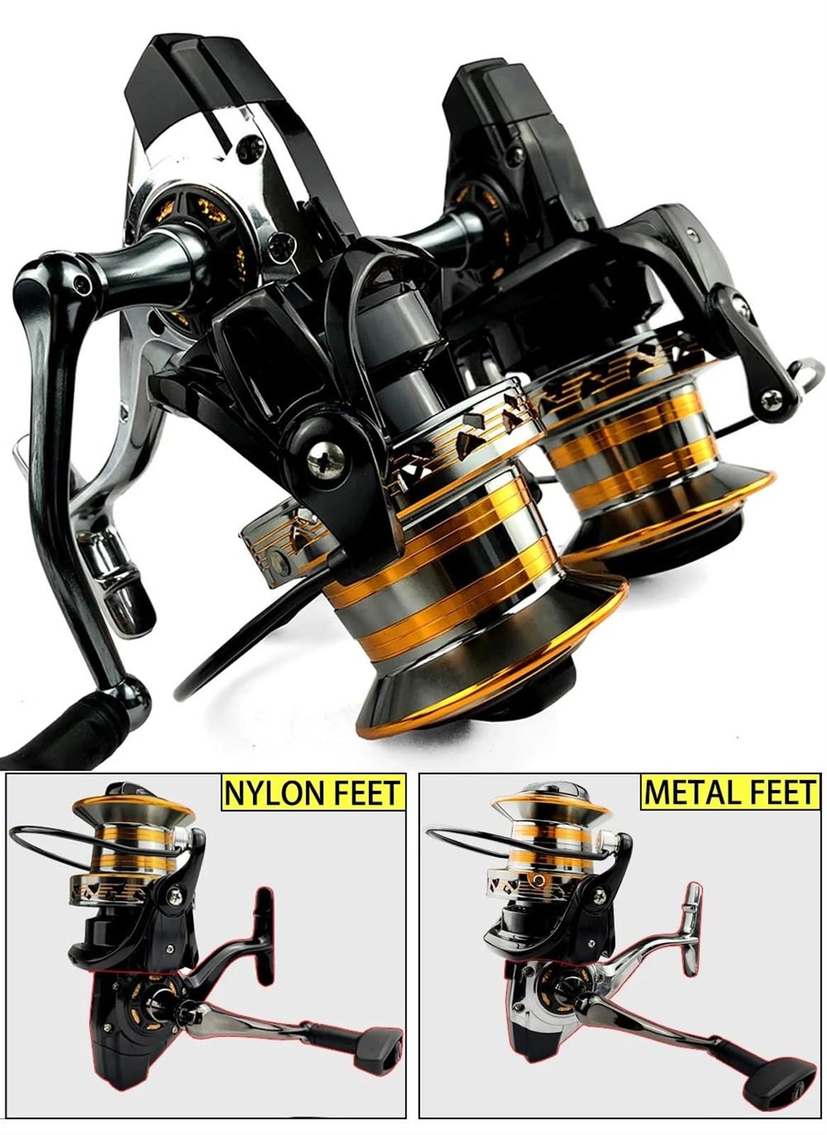 Carretes De Pesca Surfcasting Carrete Pesca Serie 9000 10000 12000 Metal Rueda Lejana Giratoria Arrastre Máximo 30 KG Tiro Largo