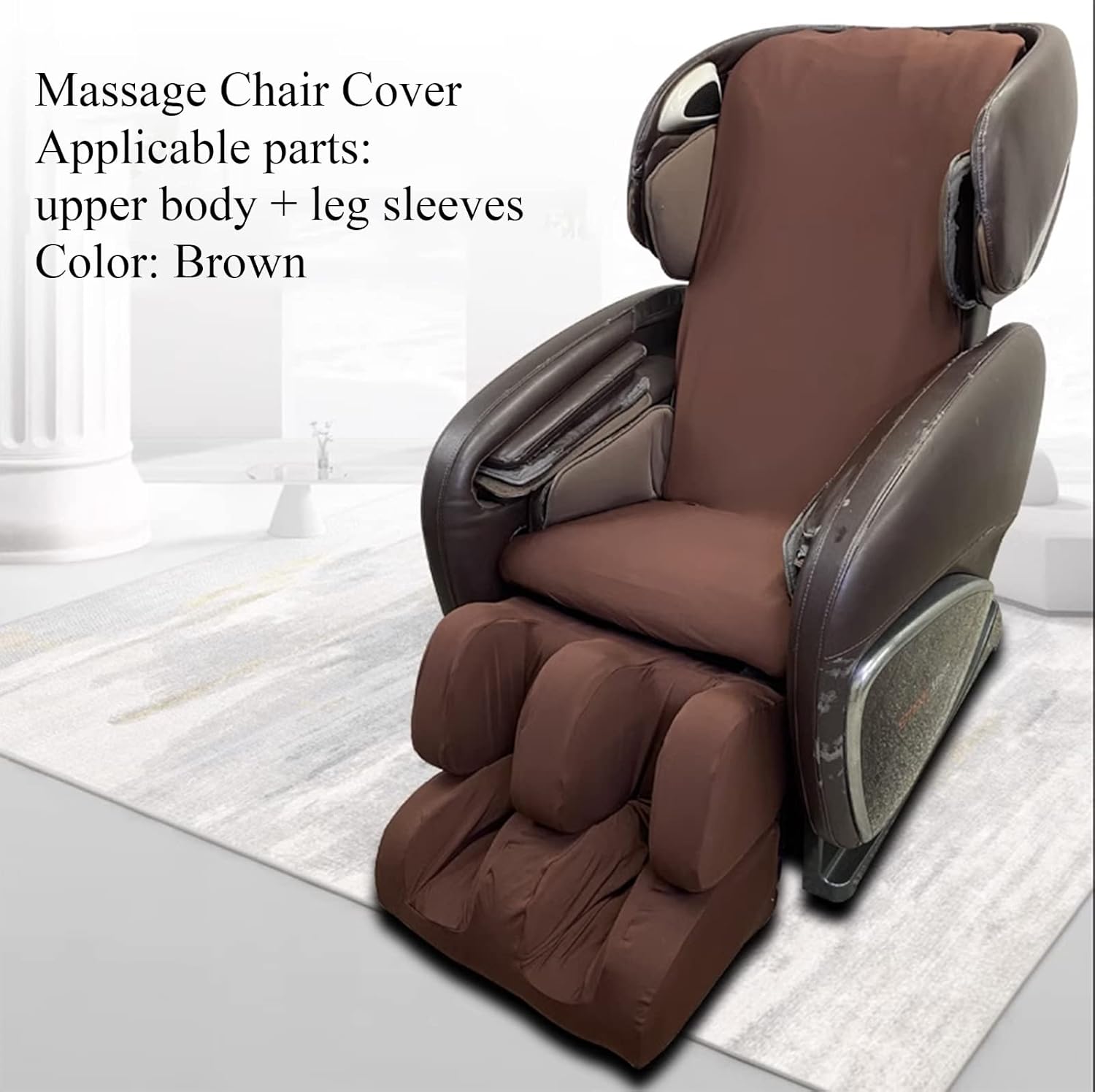 EVURU Massage Chair Cover Full Body, Shiatsu Massage Chair Dust Protection Cover Stretch Fabric Zero Gravity Recliner Chair Cover (Brown, Full Body)