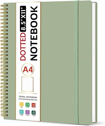 Vista 21 de Taja Cuaderno de puntos en espiral, cuadernos de 8.5 x 11 pulgadas para trabajo, diario grande A4 para mujeres y hombres, diario punteado, cuaderno