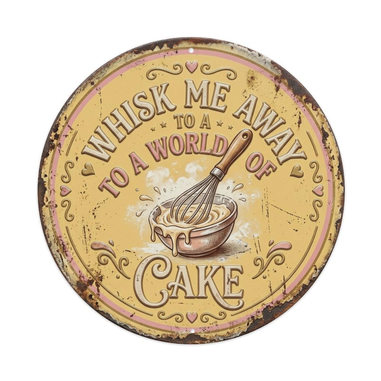 Whisk Batter Dream Kitchen Vintage Metal Tin Sign Plaque Wall Decor for Cafe, Club Bar, Office, Garden Metal Poster 8x8Inch