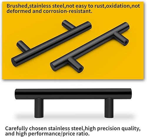 Miniatura 4 de Goldmic Paquete de 30 tiradores de gabinete de 5 pulgadas de acero inoxidable negro mate para manijas de gabinetes de cocina, tiradores de cajones