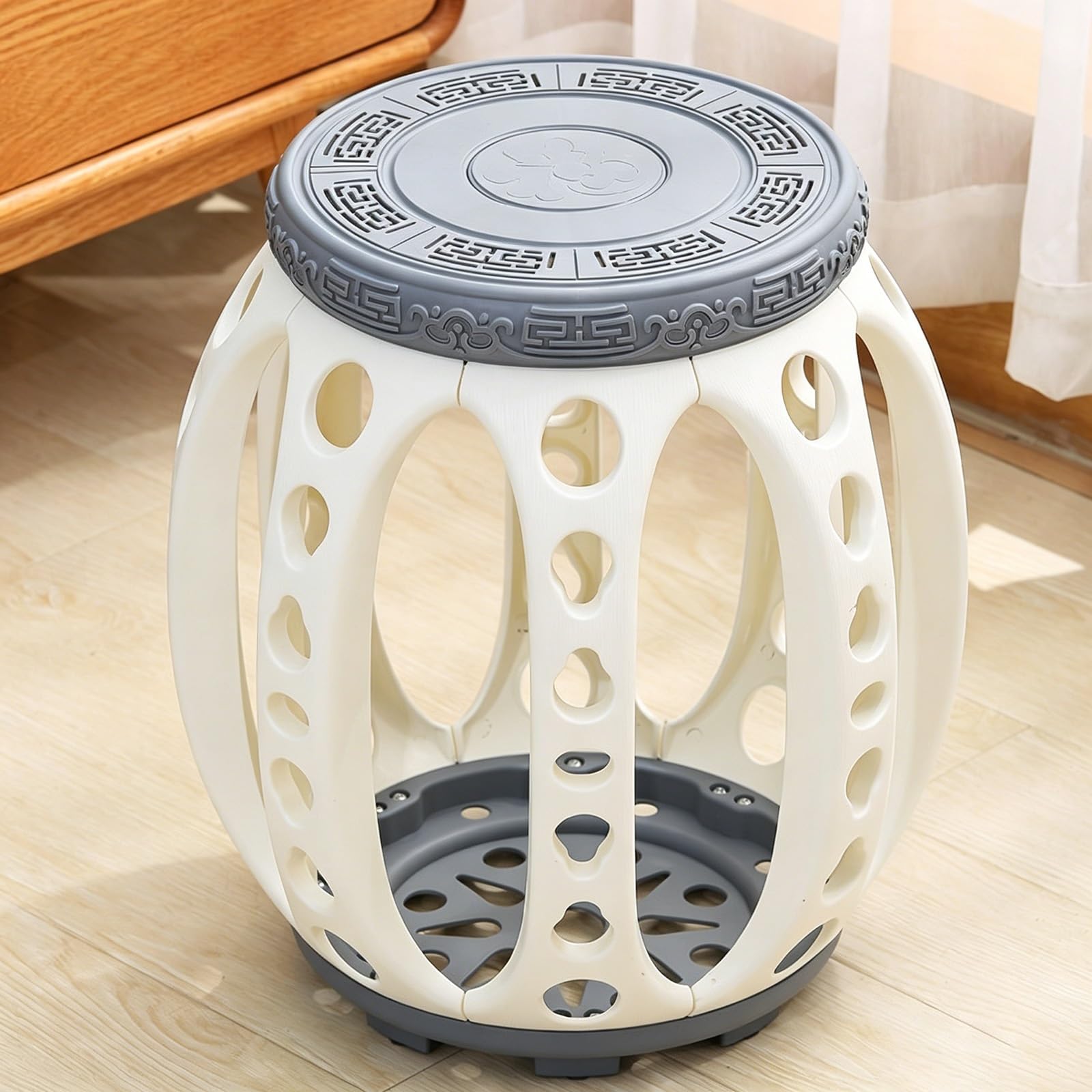 Tabouret Tambour Jardin classique, l'élégance d'une table d'appoint au diamètre de 44cm