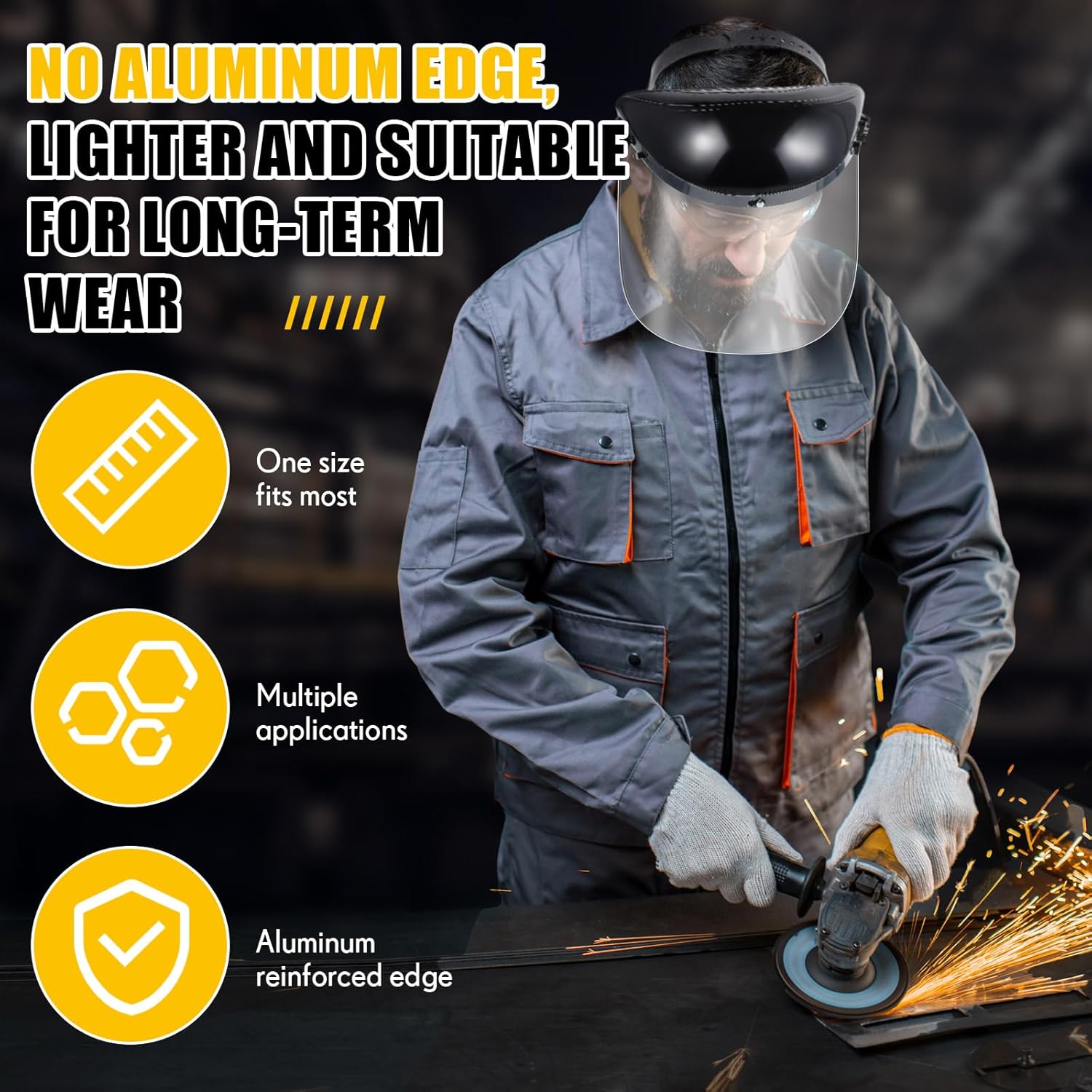 Kingdder 6 Pcs Clear Face Shield Replacement for Grinding and Cutting Clear Polycarbonate Visor, 15x 8x 0.04 Inches Safety Faceshield Window