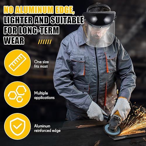 Miniatura 5 de Kingdder 12 protectores faciales transparentes de repuesto para moler y cortar, 15 x 8 x 0.04 pulgadas, viseras de protección facial de seguridad