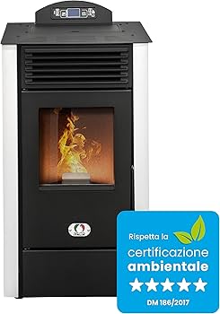 STUFE A PELLET ITALIA - California 9 kW WiFi control - certified 5 stars - air heating, efficiency 92%, heats 80 m2, 5 powers, programmable, warranty 24 months, red