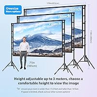Vista 5 de 200 Inch Projector Screen with Stand: VOOPVOR 16ft Portable Large Projection Screen and Stand Outdoor - Front/Rear Movie Screen Indoor 16:9 4K HD