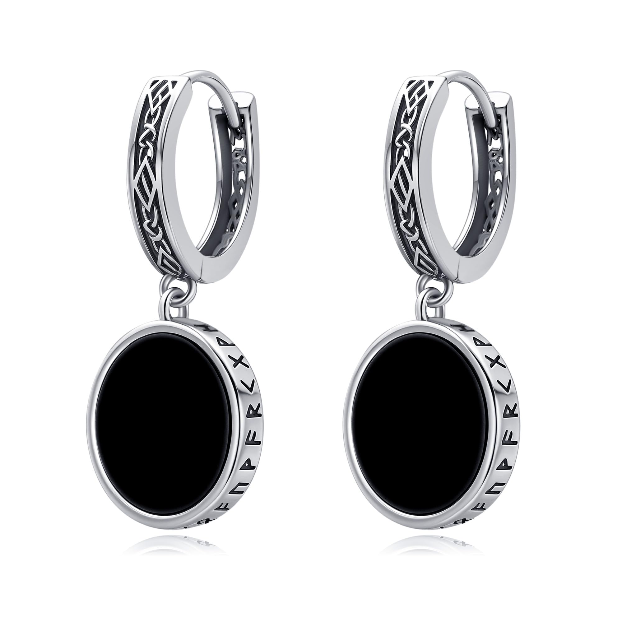Pendientes vikingos de plata de ley para hombre, aretes de aro celta, joyería vikinga para hombre, Sin piedra preciosa