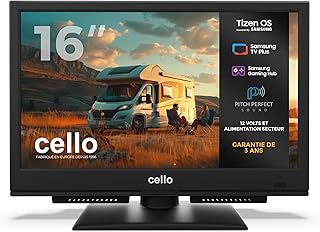 Cello CTRAV-16TZ Traveller 16 Inch 12 V Smart TV with Samsung Tizen OS Bluetooth Pitch Perfect Sound Ideal for Campervans, Trucks and Boats, Triple Tuner