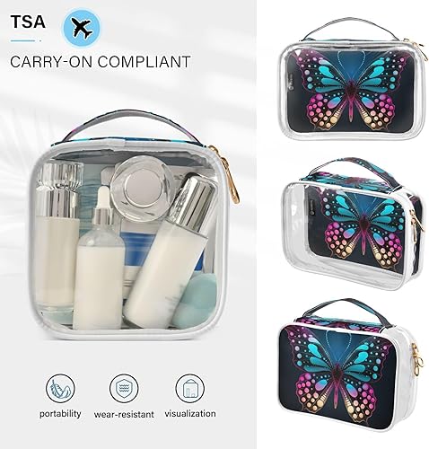 Miniatura 5 de Y2k Gothic Butterfly Clear Toiletry Bag for Traveling,2 Pack Makeup Cosmetic Bag with Zipper,Travel Bag for Toiletries,Travel Essentials 21215136