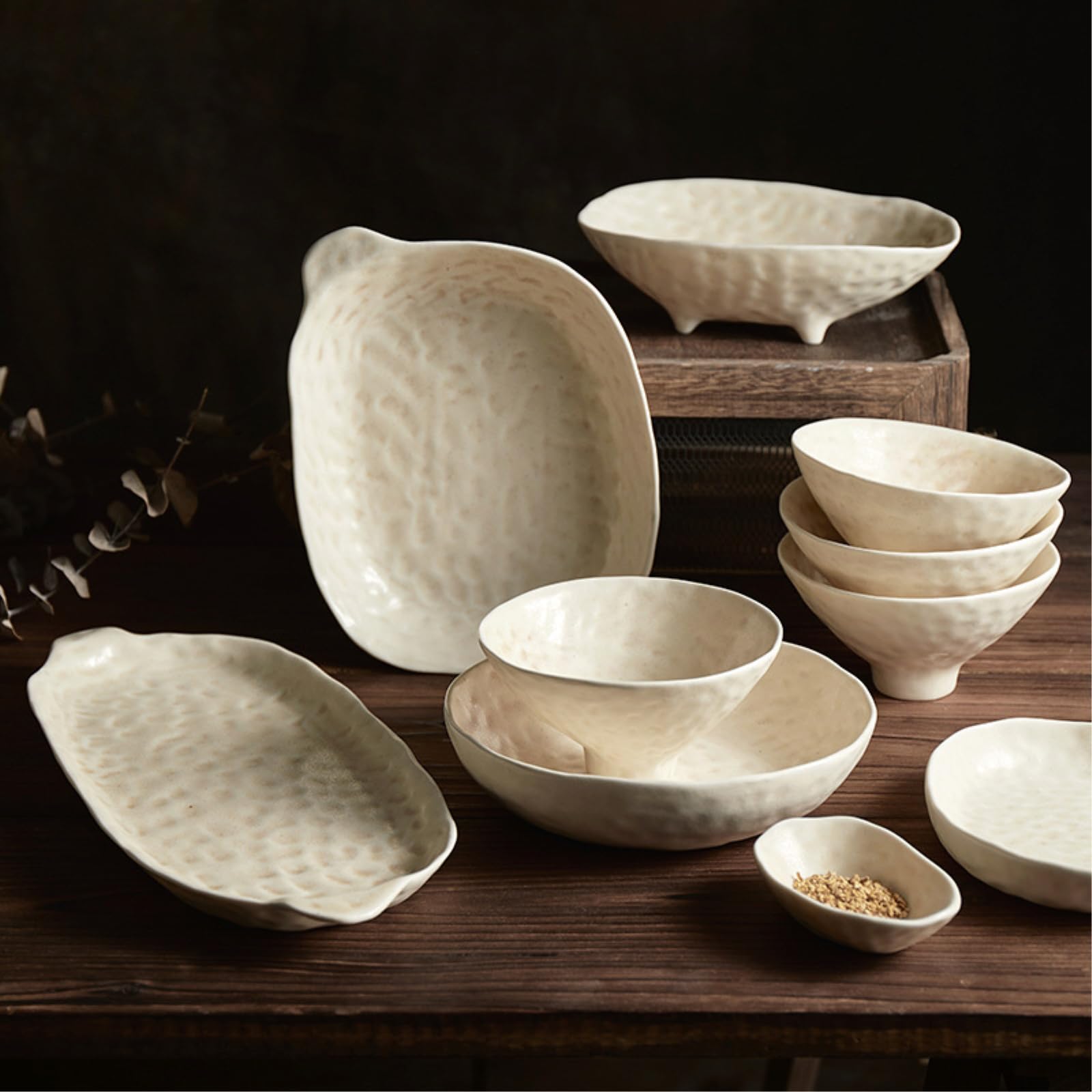 Assiette en céramique rétro de forme spéciale - Vaisselle japonaise - Assiette creuse de 24,1 cm